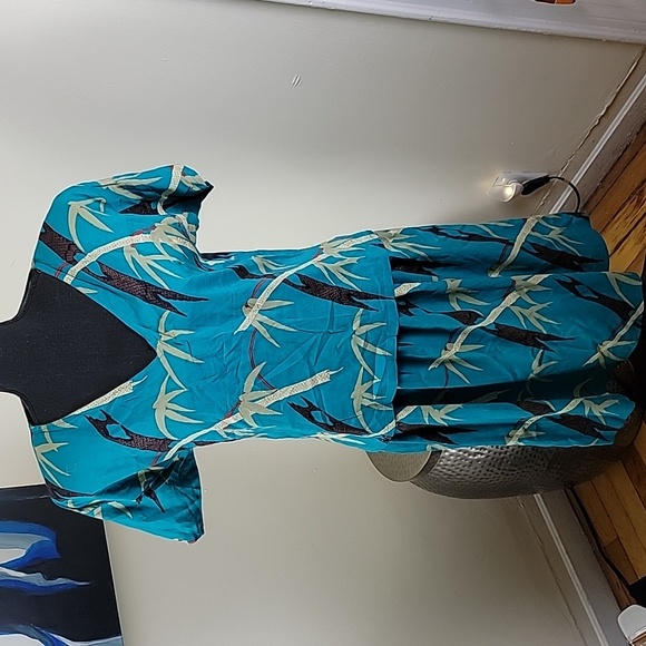 Jaff Carole Anderson Coordinated Set Skirt Blouse Abstract Vintage Blue … - Picture 9 of 9